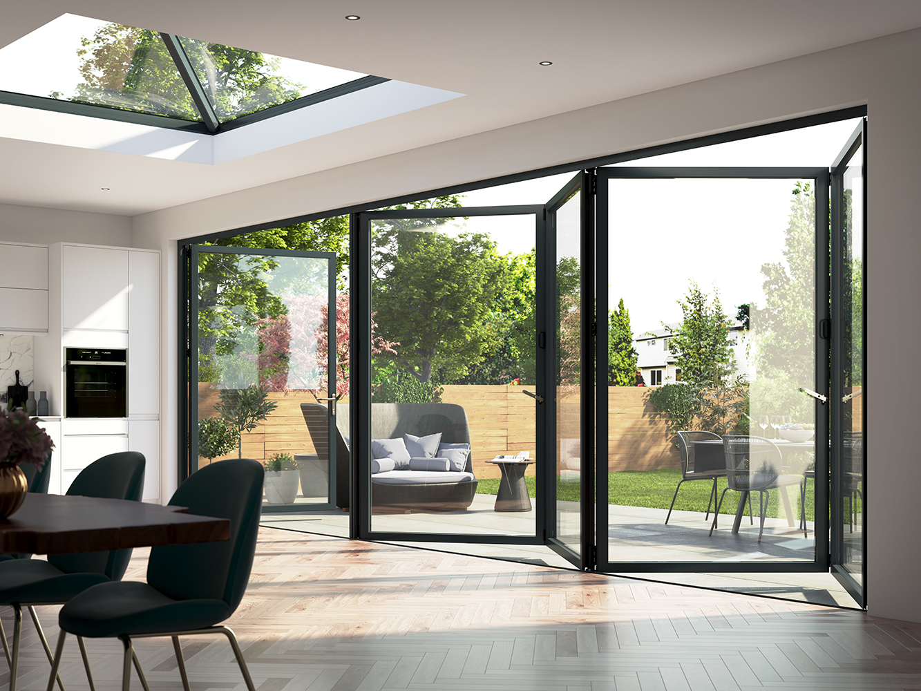 bi fold doors : 5 pane korniche aluminium bifold door