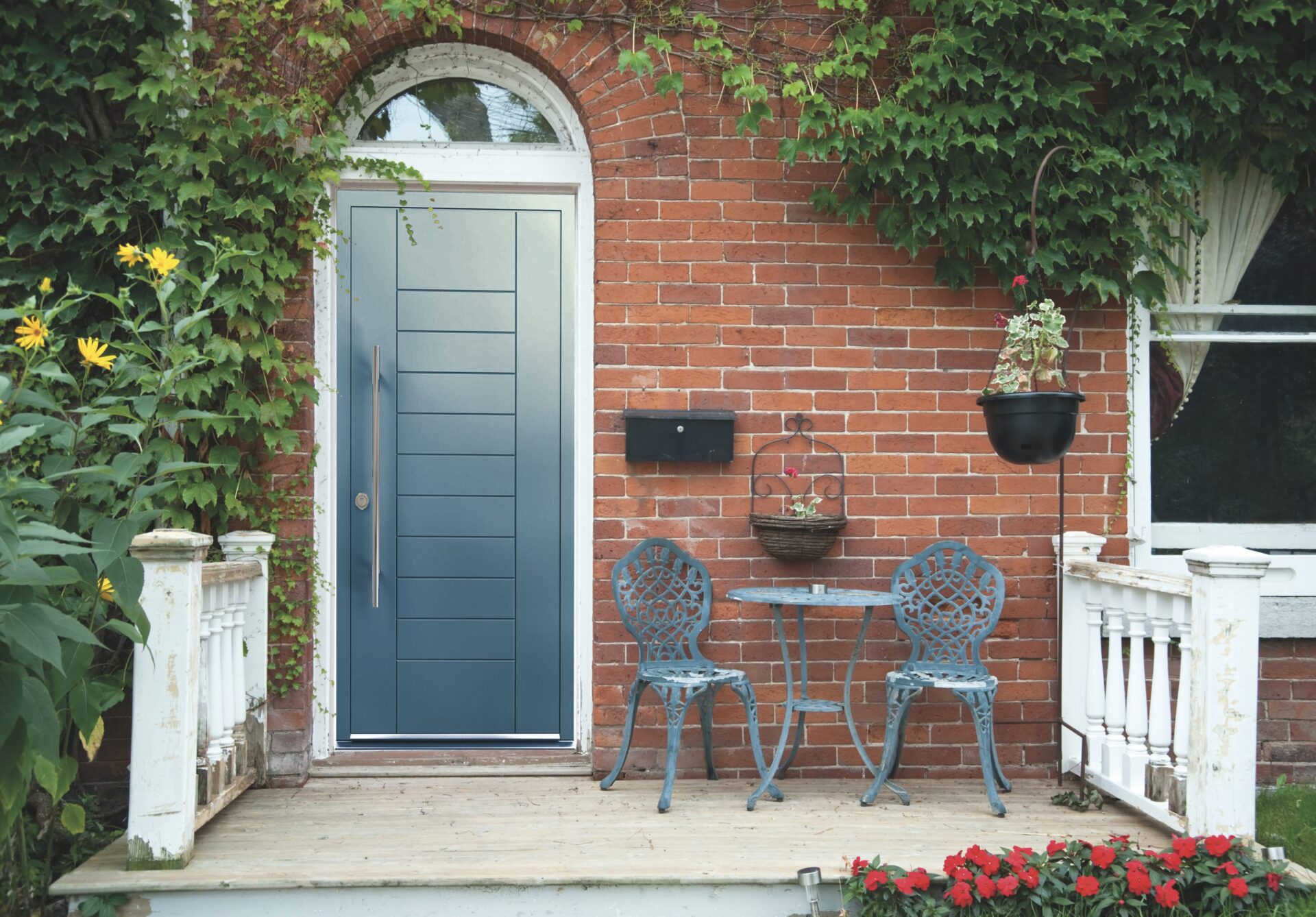 Door : mart designer door on a decking surrounded by foliage