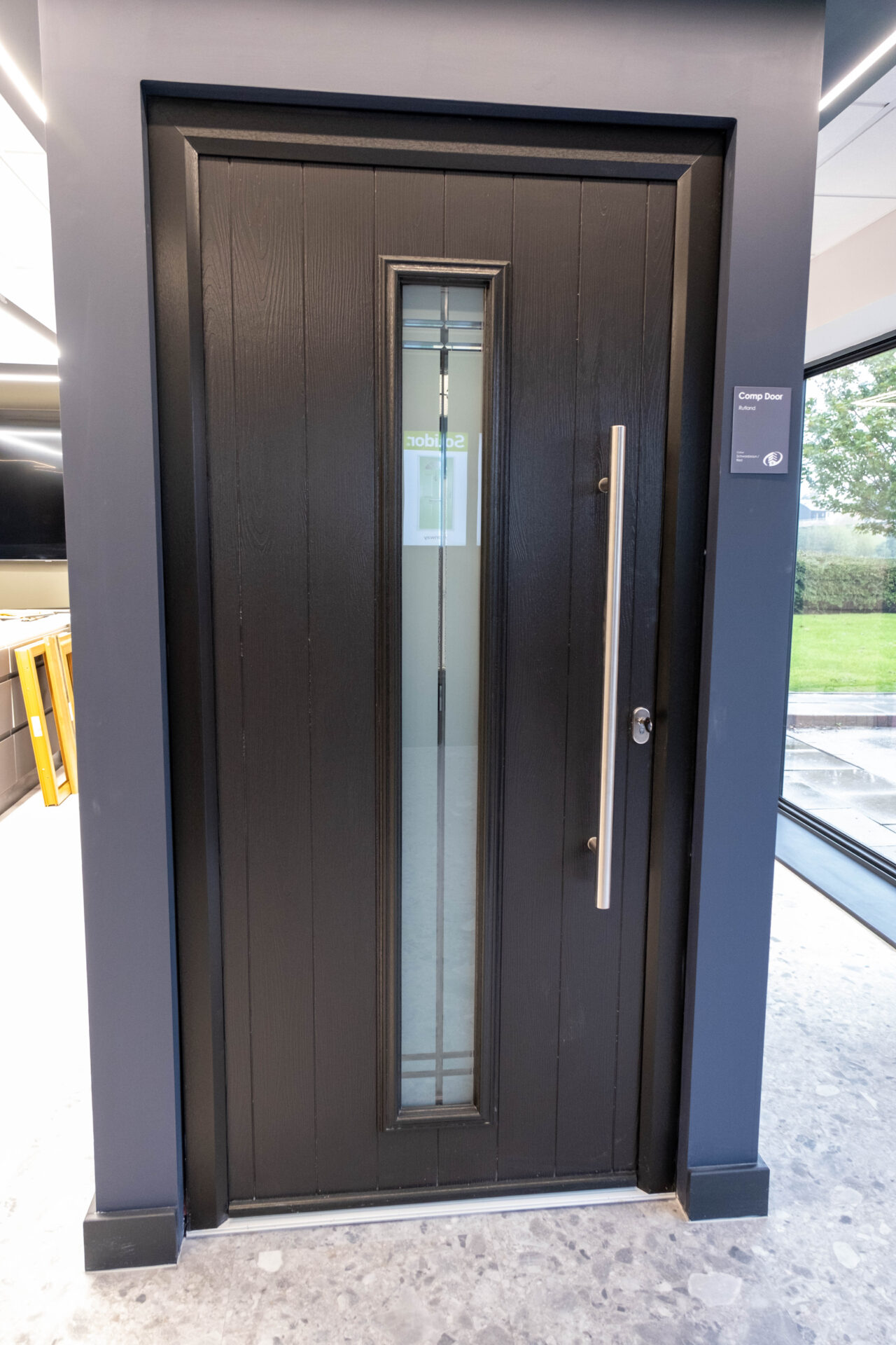 Front door colours: Comp Door Rutland composite door in Black.