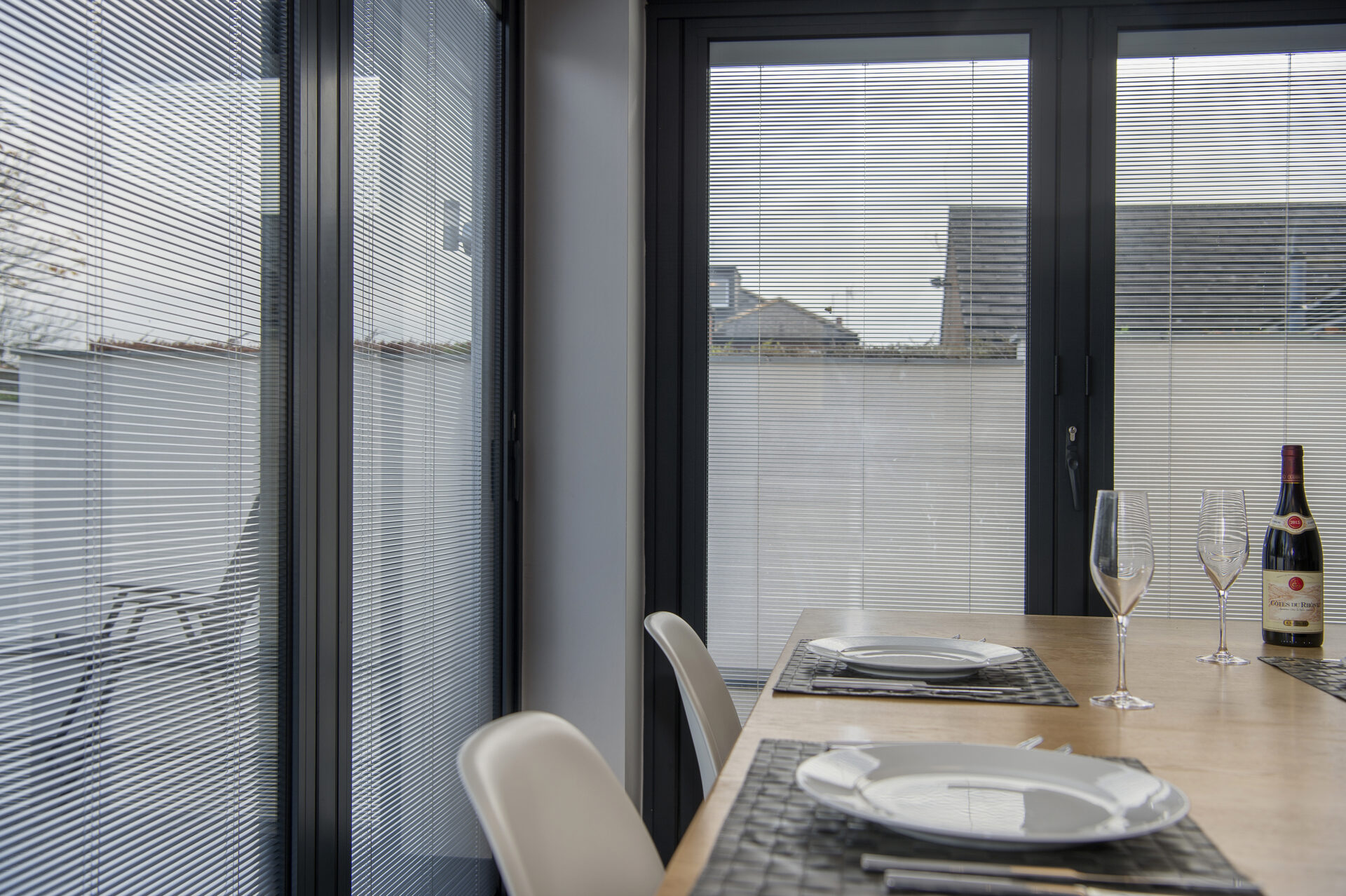Integral Blinds: installed in a living room.