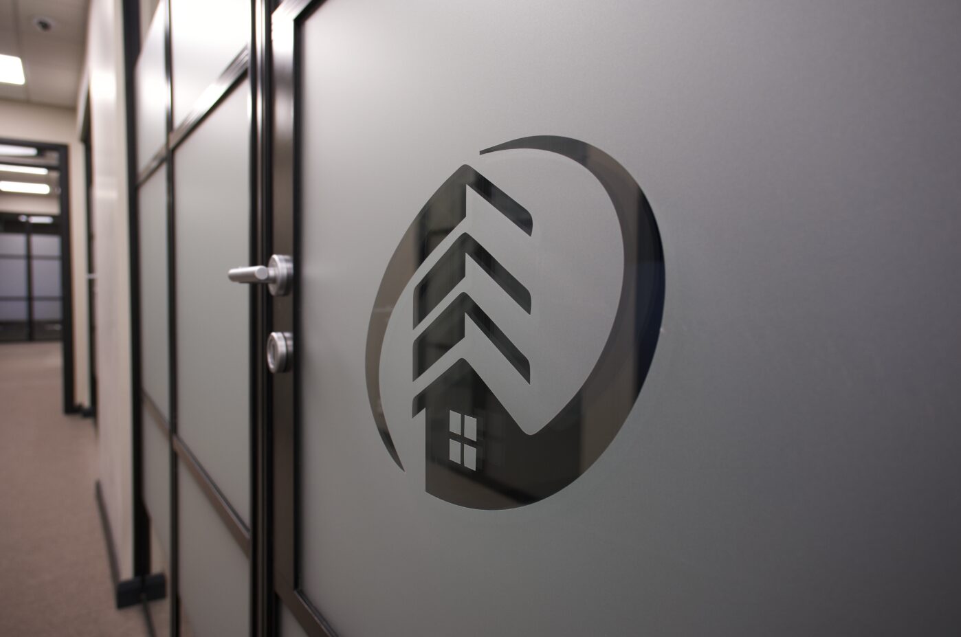 aluspace internal doors are used within our own offices here with satin glass and the company logo