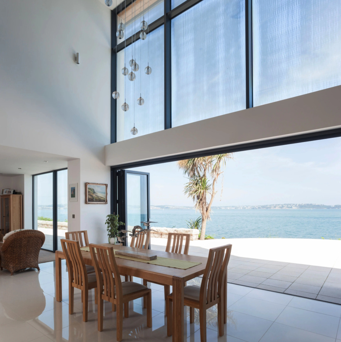 Bifold door fully opened to blurr the lines between the outside and inside.