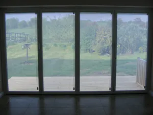 Integral blinds fitted in a bifold doors.